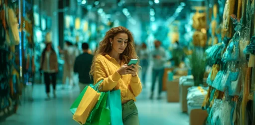 Mulher a comprar online