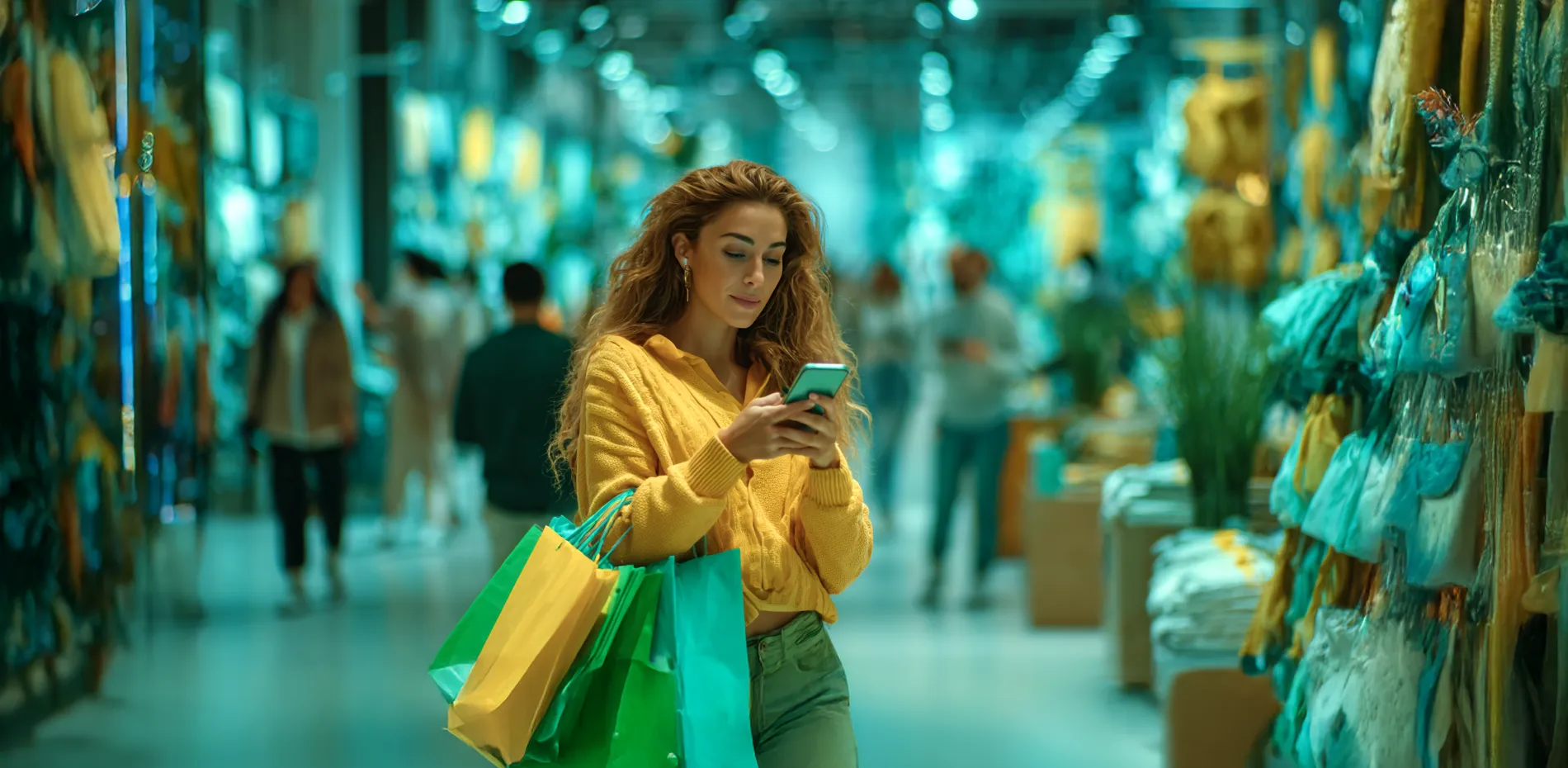 Mulher a comprar online